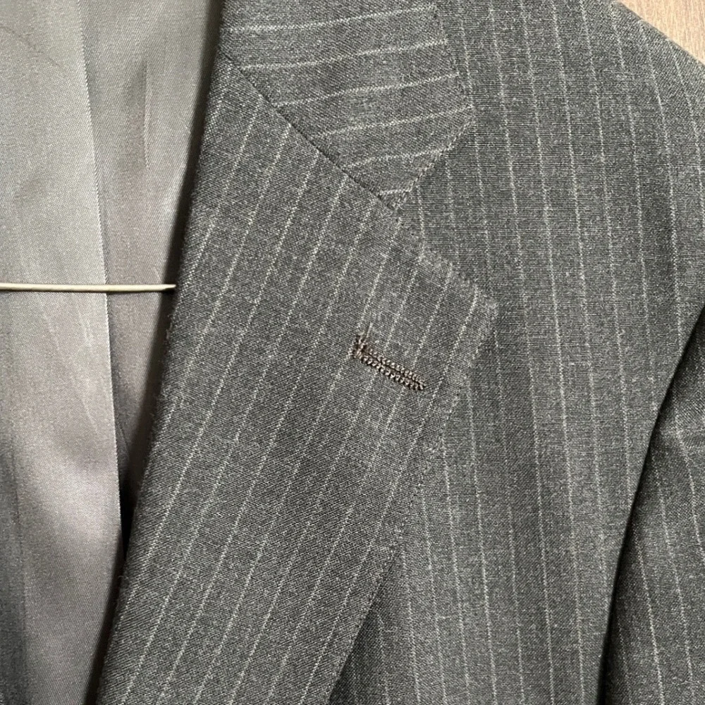 Classic Pinstripe Suit‎ Charcoal Wool Blend John Weitz Palm Beach 46R Big Tall